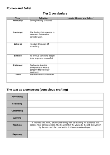 Romeo and Juliet walking talking mock (WTM) with student booklet and power point