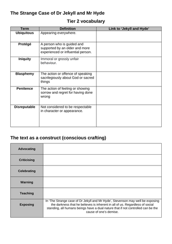 Jekyll and Hyde walking talking mock (WTM) with student booklet and teacher power point
