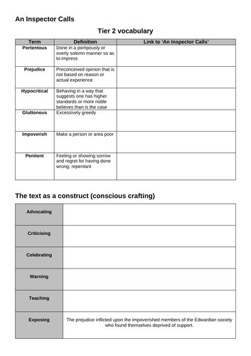 An Inspector Calls walking talking mock (WTM) exam revision with student booklet and power point