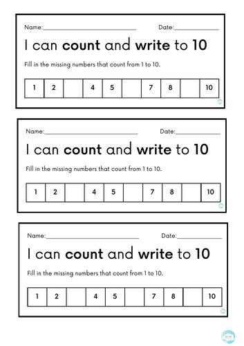 Differentiated Number Writing Charts
