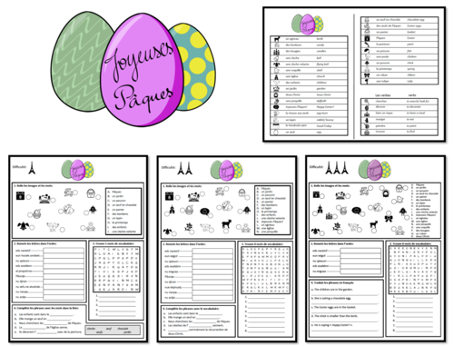 Pâques- Vocab and Worksheet- KS3 French