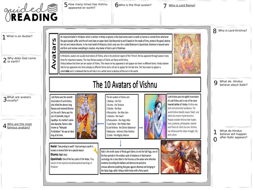 AQA Religious Studies Hinduism Avatars Guided Reading