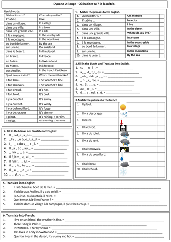 Dynamo 2 Rouge - Module 4 - Point de depart worksheet