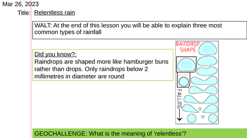 KS3 Types of rainfall