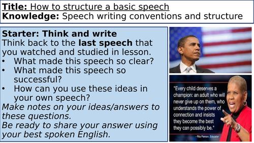 KS3 How to write a speech (education)