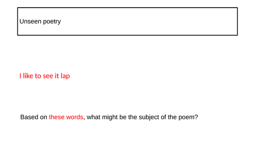 KS4 KS3 Unseen Poetry Emily Dickinson "I like to see it lap the miles"