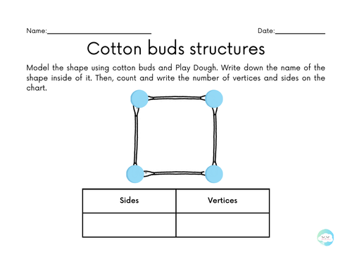 2D Shapes – Fine Motor Play Dough and Cotton Buds Activity