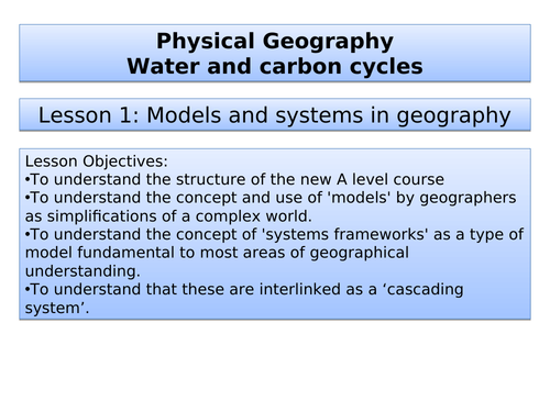 Water and Carbon Scheme of work AQA