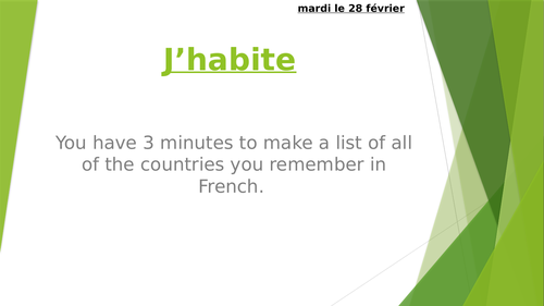 J'habite French KS3 Cover lesson
