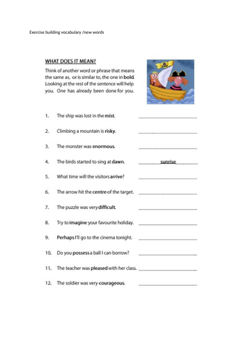 KS 2 English language vocabulary building