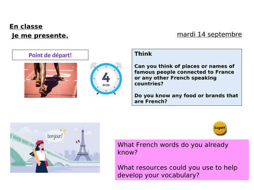 French phonics lesson with listening/ dictation tasks