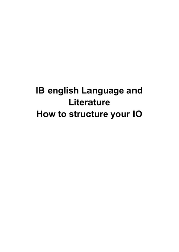 IO structure language and literature english IB | Teaching Resources