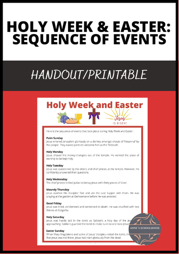 Holy Week and Easter: Handout/Maundry Thursday/Good Friday/Easter