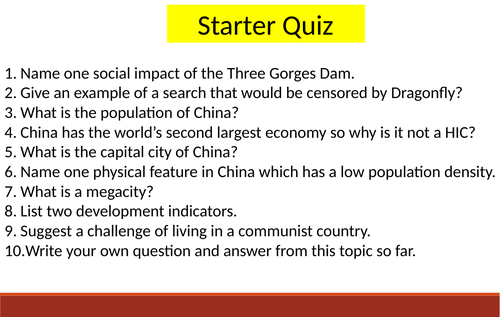 KS3 Geography - China - One Child Policy