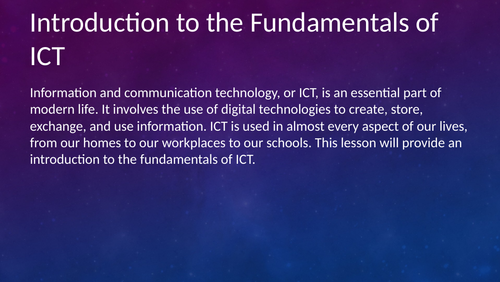 The Fundamentals of ICT