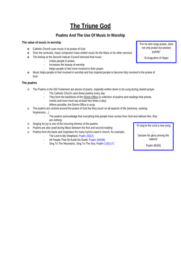 Revision Notes- The Triune God