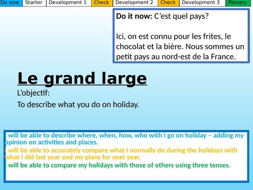 Point de départ: Le grand large (Holidays) Studio GCSE Mod 5