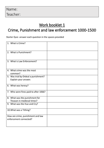 Gcse History Crime And Punishment Revision Bundle Teaching Resources