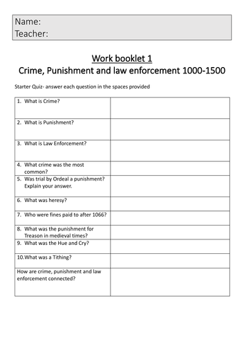 GCSE history crime and punishment revision bundle