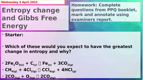 AQA Chemistry A Level Thermodynamics