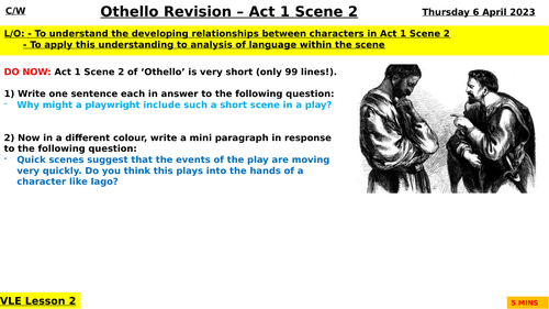 Othello Act 1 Scene 2 Revision (Independent Learning)