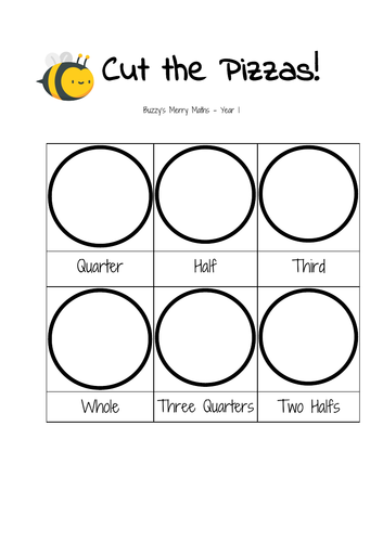 FRACTIONS Year 1 Worksheet