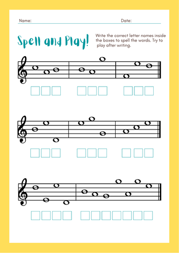 5 treble clef pitch identification worksheets for music classes