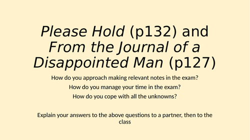 comparing please hold and journal of a disappointed man Poems of the Decade