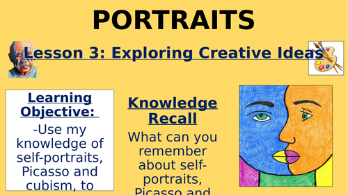 Picasso Cubism Self-Portraits Project - Lessons 3 and 4!