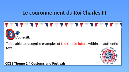 KS4 Coronation Lesson: Le couronnement du Roi Charles III