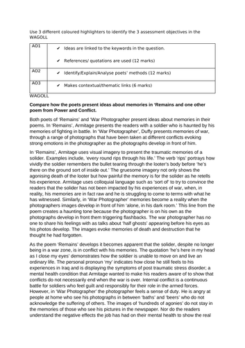 AQA  English Literature-Power and Conflict Poetry Model Answer