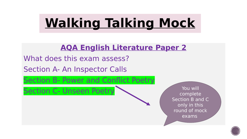 AQA MAY 2017 Anthology and Unseen Poetry Walking Talking Mock