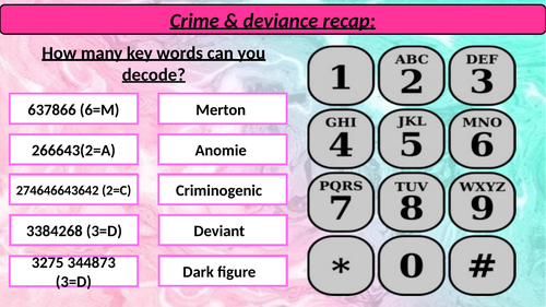GCSE sociology [EDUQAS]- Crime & deviance starter activities