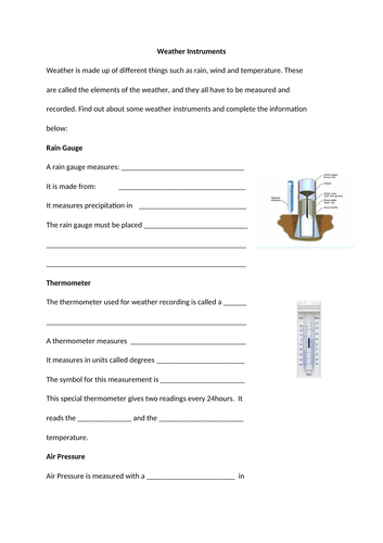 Measuring the Weather KS3 Worksheet