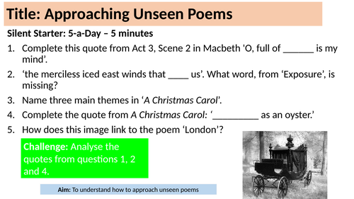 Unseen poetry lessons
