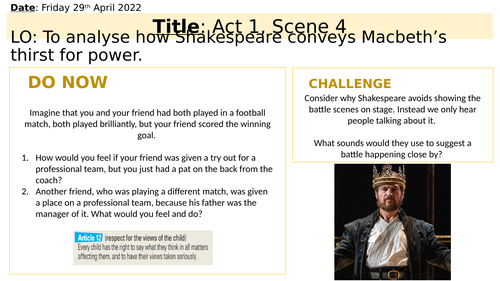 Macbeth Act 1 Scene 4 Lesson