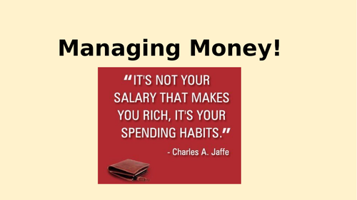 Managing money KS3/KS4