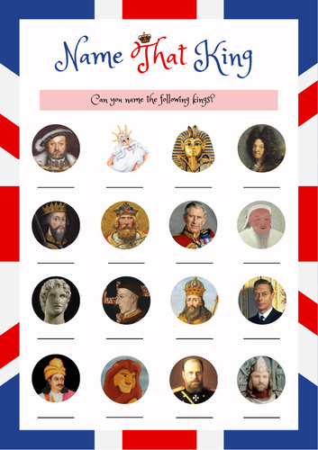 Name That King Quiz. King Charles III's Coronation Celebration. Guess the King. Fun Game.