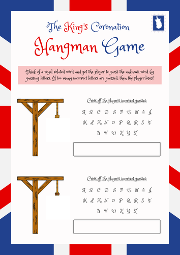 King Charles III's Coronation Game. Hangman.