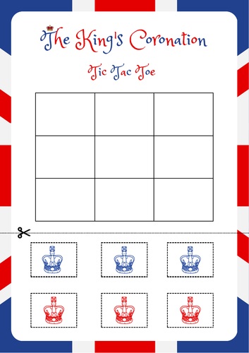 The King's Coronation Tic Tac Toe Party Game. Fun Noughts & Crosses