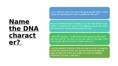 Component 3 do now/ starters (DNA specific) EDUQAS
