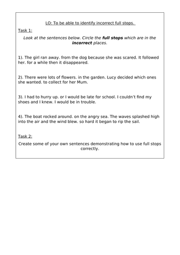 Identify Incorrect Full Stops