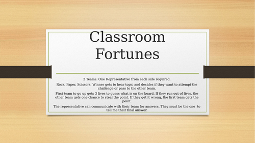 Classroom Fortunes