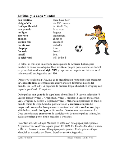 El fútbol y La Copa Mundial Lectura: Spanish Reading on Soccer and the World Cup