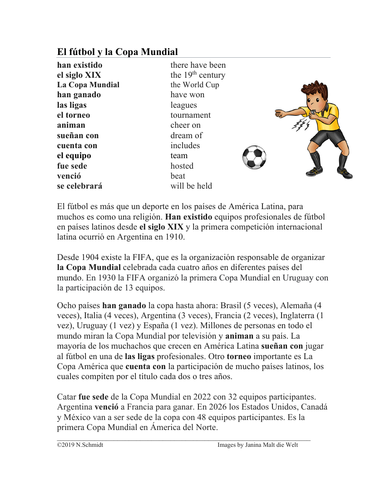El fútbol y La Copa Mundial Lectura: Spanish Reading on Soccer and the World Cup