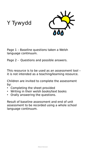 Welsh second language - Baseline assessment - Y Tywydd