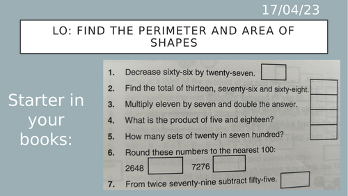 Year 6 perimeter and area recap
