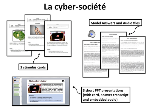 La cyber-société- Stimulus cards with model answers and audio