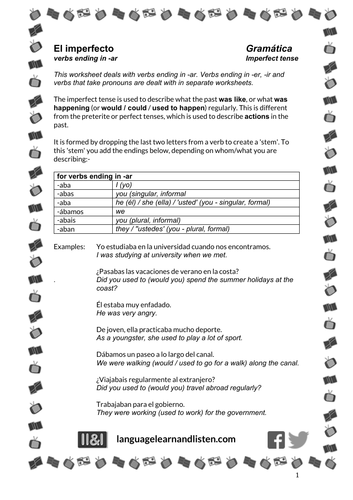 Spanish - Imperfect tense - verbs ending in -ar