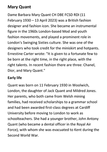 Mary Quant Handout